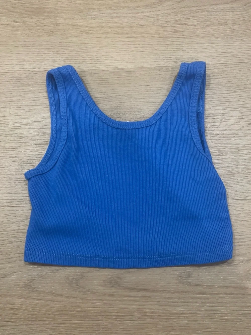 Zara Bright Blue Ribbed Tank and Drawstring Shorts Set